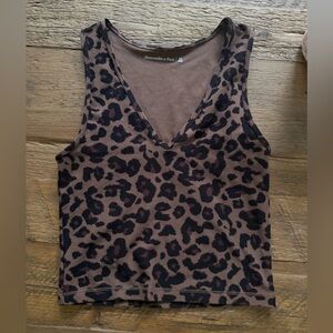 Abercrombie & Fitch Brown Leopard Print V-Neck Tank Top